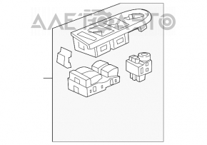Управление стеклоподъемником передним левым Chevrolet Volt 11-15 с накладкой, структура