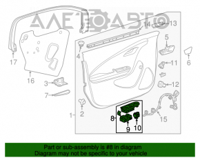 Управление стеклоподъемником передним левым Chevrolet Volt 11-15 с накладкой, структура