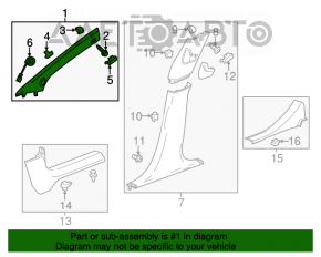 Capacul stâlpului frontal stâng Chevrolet Volt 11-15 gri pentru claxon.