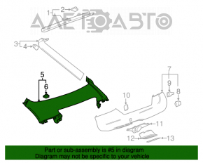 Capacul portbagajului superior al usii Chevrolet Volt 11-15, gri inchis.