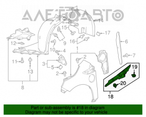 Garnitură aripă capotă - aripă stânga Chevrolet Volt 11-15 ruptă.