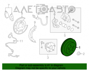 Placă de frână spate dreapta Toyota Rav4 13-18 280/12 ruginită.