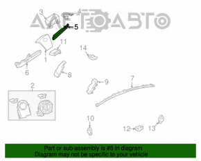 Airbag-ul genunchiului drept al pasagerului Toyota Camry v50 12-14 SUA, bej, zgârieturi, cartuș de aer ruginit.