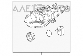 Far stânga față Toyota Prius 30 10-12 complet asamblată cu faruri LED.