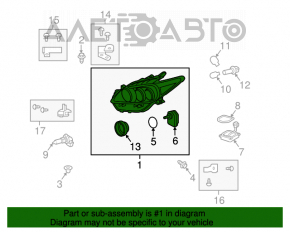 Far stânga față Toyota Prius 30 10-12 complet asamblată cu faruri LED