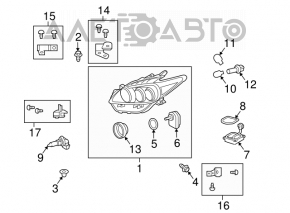 Far stânga față Toyota Prius 30 10-12 complet asamblată cu faruri LED