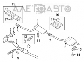 Silentiozorul partea din spate a tevii VW Passat b7 12-15 USA 1.8T complet asamblat cu partea de mijloc, lovituri.