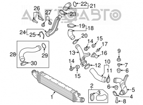 Tubul de intercooler dreapta mijlocie pentru VW CC 08-17, nou, neoriginal.