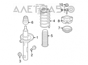 Опора амортизатора передняя левая VW Passat b8 16-19 USA без подшипника
