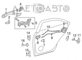 Capacul mânerului exterior al ușii din spate dreapta pentru Lexus ES300h ES350 13-18