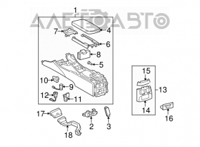 Consola centrală cu cotieră pentru Lexus IS250 IS300 IS350 06-10, neagră.