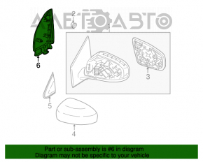 Colțul oglinzii ușii din partea dreaptă interioară a Nissan Murano z51 09-14.