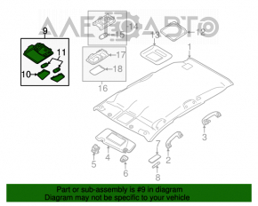 Plafonul de iluminare din față pentru Nissan Murano z51 09-14, fără panoramică.