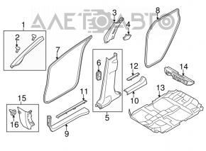 Capacul stâlpului frontal drept Nissan Murano z51 09-14 gri, pentru curățare chimică.