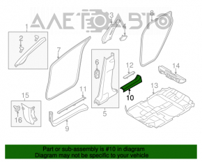 Capacul pragului din spate dreapta pentru Nissan Murano Z51 09-14, de culoare bej.