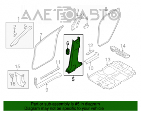 Накладка центральной стойки нижняя правая Nissan Murano z51 09-14 беж