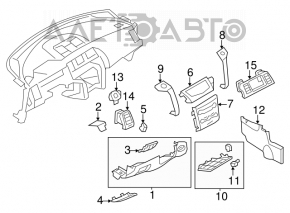 Capacul subtorpedou pentru genunchii șoferului Nissan Murano z51 09-14 gri, uzat, lipsă capacul