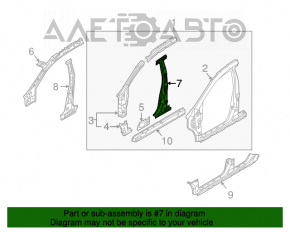 Bara caroseriei centrală dreapta Nissan Murano z51 09-14 a fost tăiată.