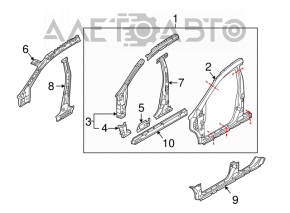 Bara caroseriei centrală dreapta Nissan Murano z51 09-14 a fost tăiată.