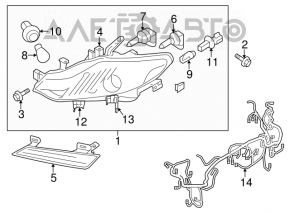 Far dreapta față Nissan Murano z51 09-14, gol halogen, crăpături pe parbriz.