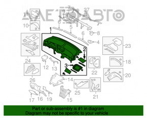 Торпедо передняя панель без AIRBAG Subaru b10 Tribeca серая, царапина