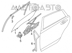 Направляющая стекла двери задней левой Nissan Altima 13-18 без треугольника заглушки