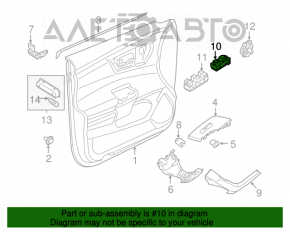 Controlul geamului electric din partea dreapta față a Nissan Altima 13-18, negru, automat