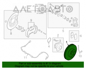 Placă de frână spate stânga Nissan Altima 13-18 290/9mm