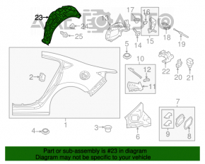 Aripa spate stânga, partea din față, Mazda 6 13-17, ruptă.