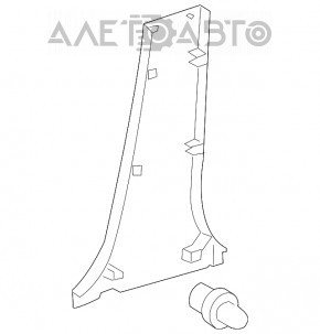 Capacul stâlpului central, partea de jos, stânga, Toyota Prius V 12-14, gri închis.