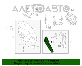 Butonul de control de pe volanul stâng al Toyota Prius V 12-17 este sub control vocal, cu uzură.