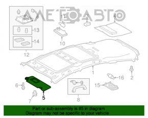 Козырек левый Toyota Prius V 12-17 серый, без крючка, под химчистку