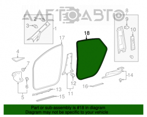 Garnitura de ușă spate dreapta Toyota Prius V 12-14, gri închis.