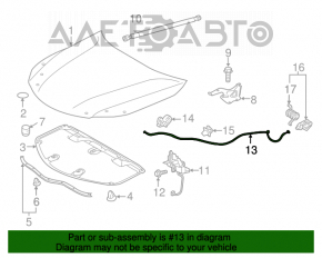 Трос открытия замка капота Toyota Avalon 13-18