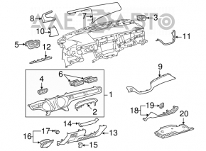 Накладка колени водителя Toyota Avalon 13-18 черная, царапина