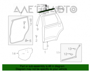 Moldura ușii ușa centrală - sticlă spate dreapta Toyota Sequoia 08-16, negru.