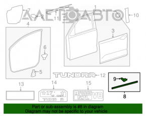 Moldura ușii ușii centrale - geamul ușii din fața dreapta Toyota Sequoia 08-16