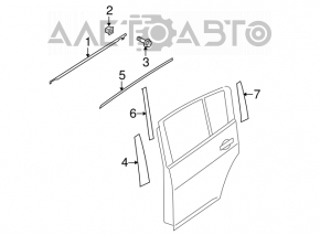 Ușă-sticlă turnare central spate stânga Nissan Versa 1.8 10-12 nou original OEM