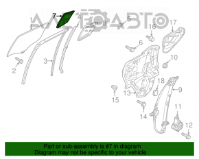 Geam triunghiular cu garnitură pentru ușa din spate stânga Mazda 6 13-21