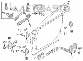 Limitatorul de ușă din fața dreapta a Mazda CX-5 13-16.