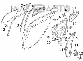 Geam electric cu motor fata dreapta Mazda 6 13-21 suportul este rupt.