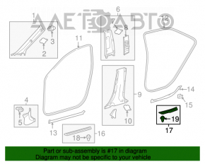 Capacul pragului din spate stânga exterior Toyota Camry v55 15-17 SUA negru, tip 1