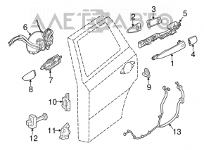 Blocarea ușii din spate dreapta a Nissan Pathfinder 13-20