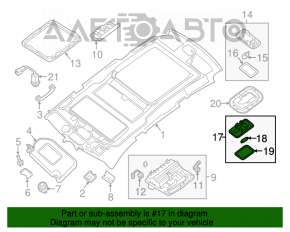 Plafonul de iluminare al pasagerului Infiniti JX35 QX60 13- gri, zgârieturi, ciobituri.