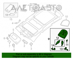 Плафон освещения передний Infiniti JX35 QX60 13- серый под люк