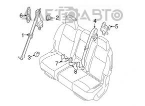 Ремень безопасности 2 ряд правый Nissan Pathfinder 13-20 черн, надрыв, примят