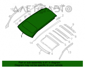 Acoperișul din metal pentru Infiniti JX35 QX60 13- cu trapă, tăiată.