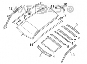 Acoperișul din metal pentru Infiniti JX35 QX60 13- cu trapă, tăiată.