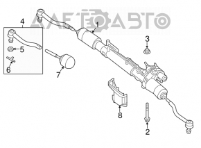 Bară de direcție cu capăt de tijă dreapta pentru Nissan Pathfinder 13-20, cu manșon crăpat.