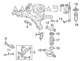 Amortizor spate stânga Infiniti JX35 QX60 13- cu suport, ruginit, zdrobit.